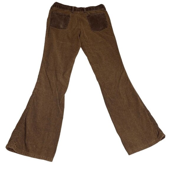 Male Slacks Brown 70s Corduroy Bellbottoms Scovall Zip Flare Jeans Size 34x32. - Picture 3 of 9